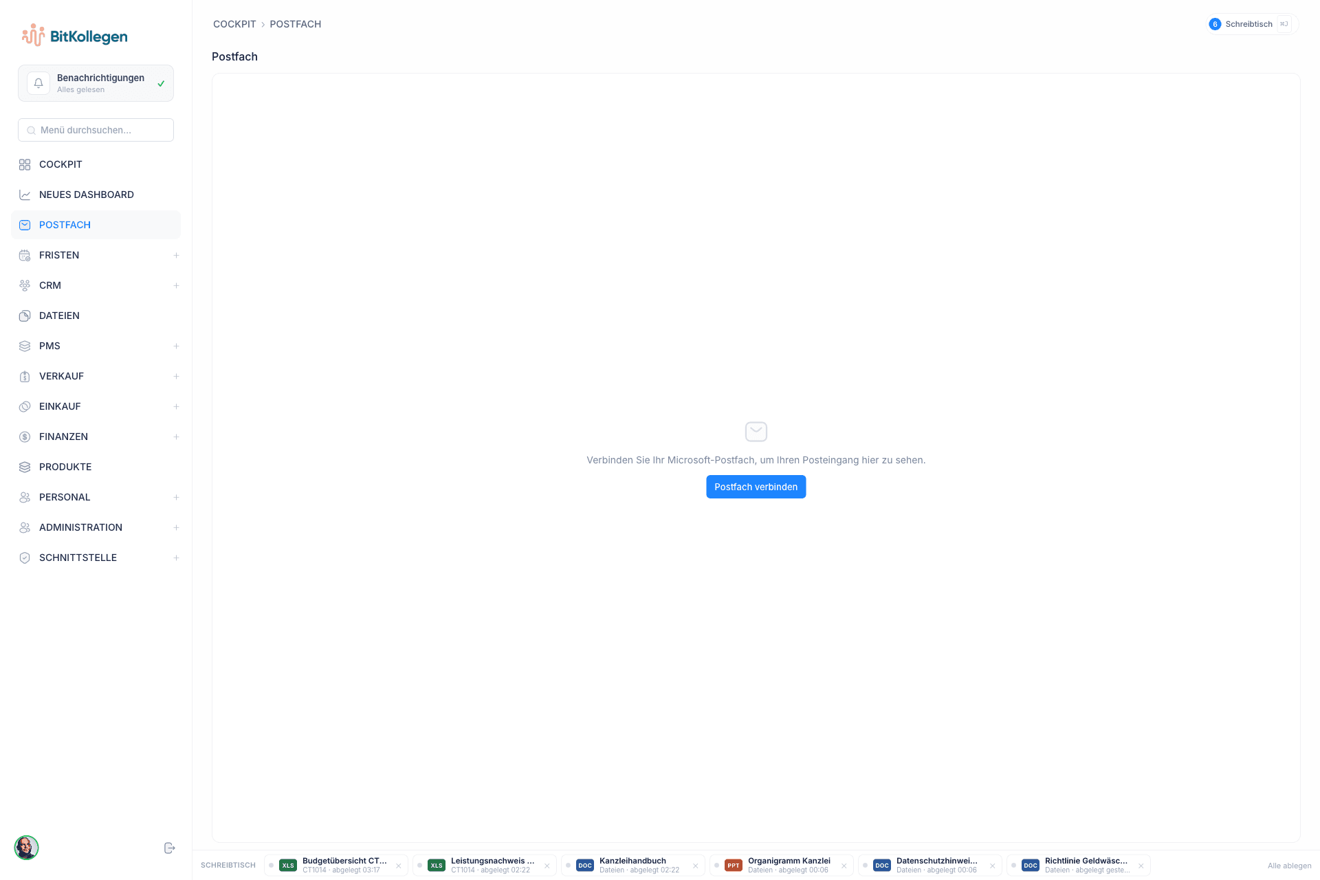 DeskGenie: Postfach mit zugeordneten E-Mails